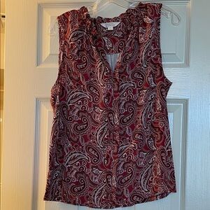Market & Spruce Paisley Blouse - Burgundy, Red and White